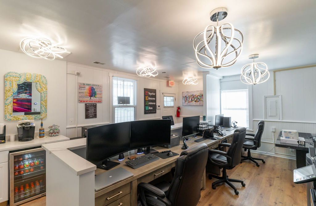 Customer lobby and design desks inside Hilson Ink, Cheltenham, MD — Home